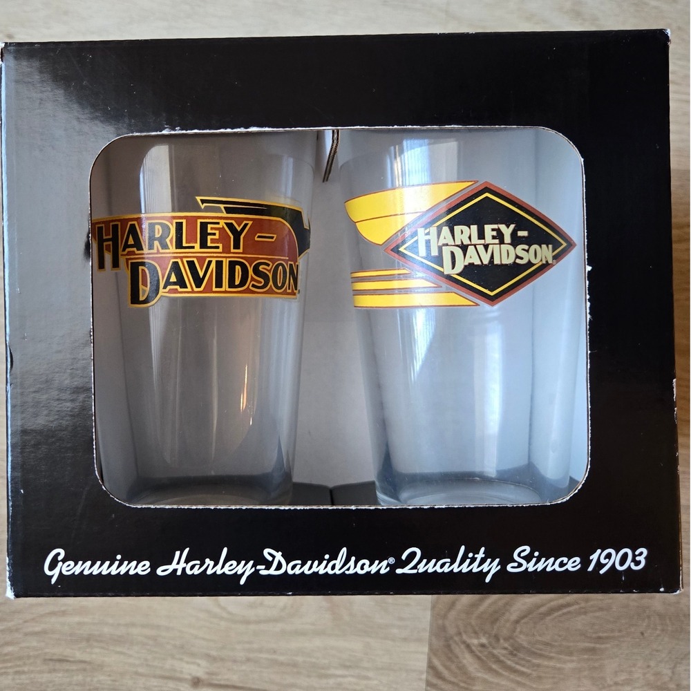Harley-Davidson Beverage Glass Set of 4 Vintage 2004 Made in USA 96838-05V